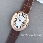 Cartier Baignoire Swiss Quartz movement 316L Steel Brown Strap 32*25/39*28mm Watch